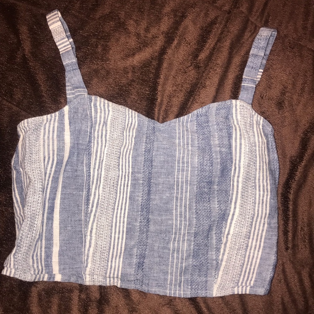 Express Blue & White Striped Summer Crop Top